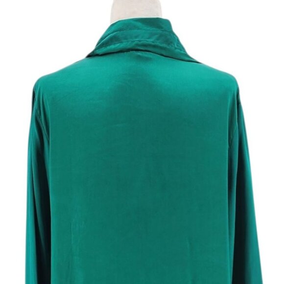 Vintage Morgan Taylor Womens Small Nightgown Sleep Shirt Silk Green Long Sleeve - Picture 5 of 9